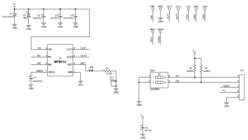 Schematic - Monolithic Power Systems (MPS) EV6614-N-00A Evaluation Board